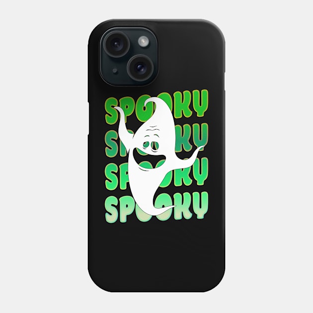 Spooky Halloween Ghost (Green) Phone Case by Whimsical Frank