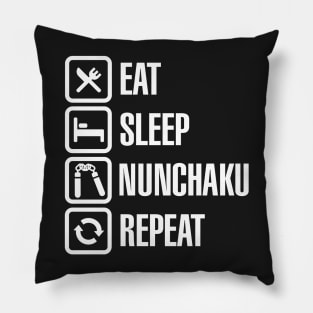 Eat Sleep Nunchaku Repeat (white) Pillow