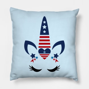 Unicorn Red, White, & Blue Pillow