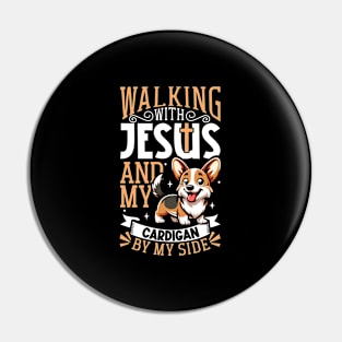 Jesus and dog - Cardigan Welsh Corgi Pin