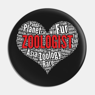 Zoologist Heart Shape Word Cloud Design print Pin