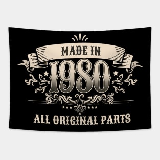 Retro Vintage Birthday Made In 1980 All Original Parts Tapestry