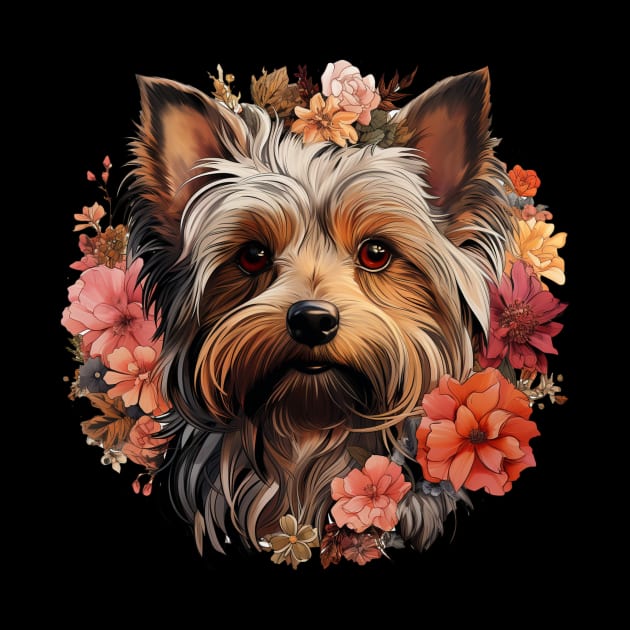 Cottagecore Cute Yorkshire Terrier Floral Dog Lovers by Paul Walls