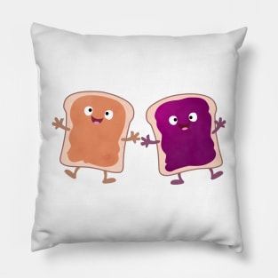 Cute peanut butter and jelly sandwich cartoon Pillow