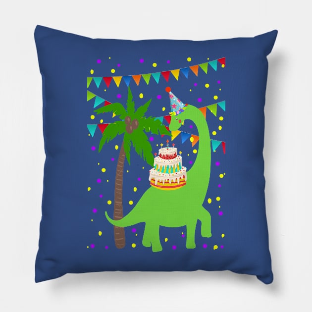 Birthday Brontosaurus dino Pillow by GeekCastle