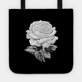 White Rose Black-White Illustration Tote