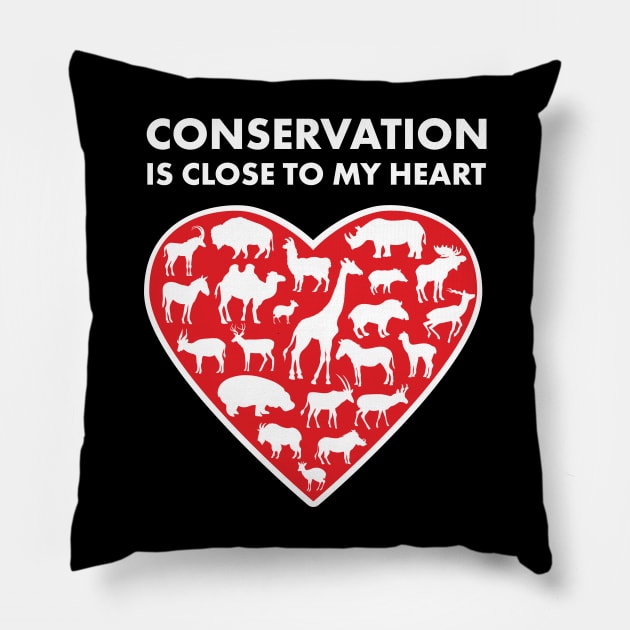 Ungulate Conservation Heart Pillow by Peppermint Narwhal