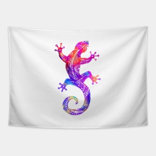 Rainbow Gecko Tribal Tattoo Tapestry