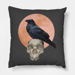 Blood moon raven Pillow