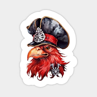 Watercolor Rooster Pirate #4 Magnet