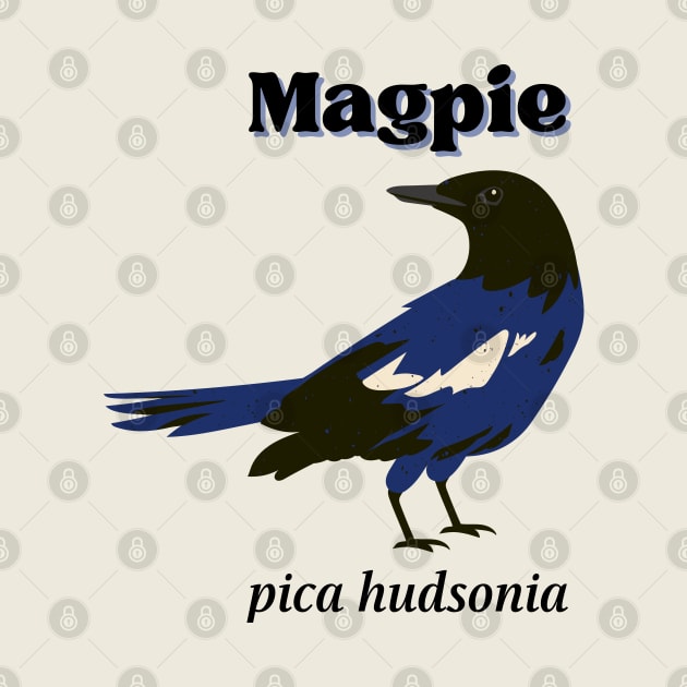 Magpie Bird Art with Scientific Name by pawsitronic