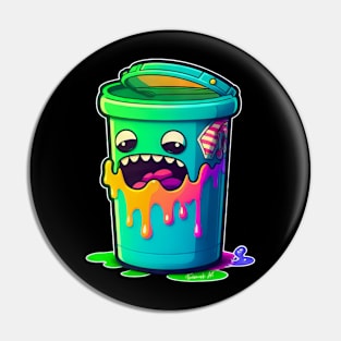 Colorful Slime Trash Can Sticker #4 Pin