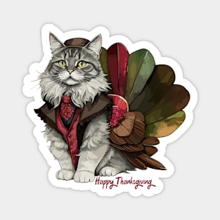 Thanksgiving Turkey Cat Magnet