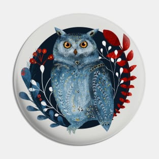 Nordic Folk Art Owl, Woodland Animals Folk Art Pin