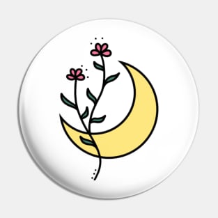 Moon and Flowers | Artwork by Julia Healy Pin