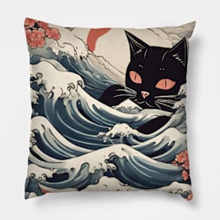 black cat god of japan Pillow