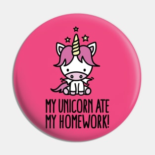 My unicorn ate my homework Pin