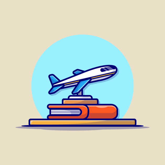 Miniature Plane with Book Cartoon Vector Icon Illustration by Catalyst Labs