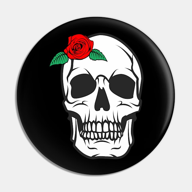 Japanese Retro - Skull and Rose 2 Pin by ahmadzakiramadhan