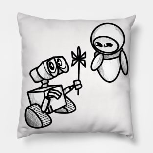 Wall-e and Eve sketch Pillow