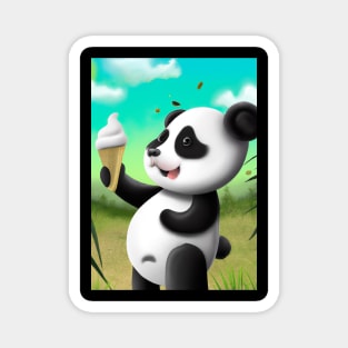 Panda with Ice Cream Magnet