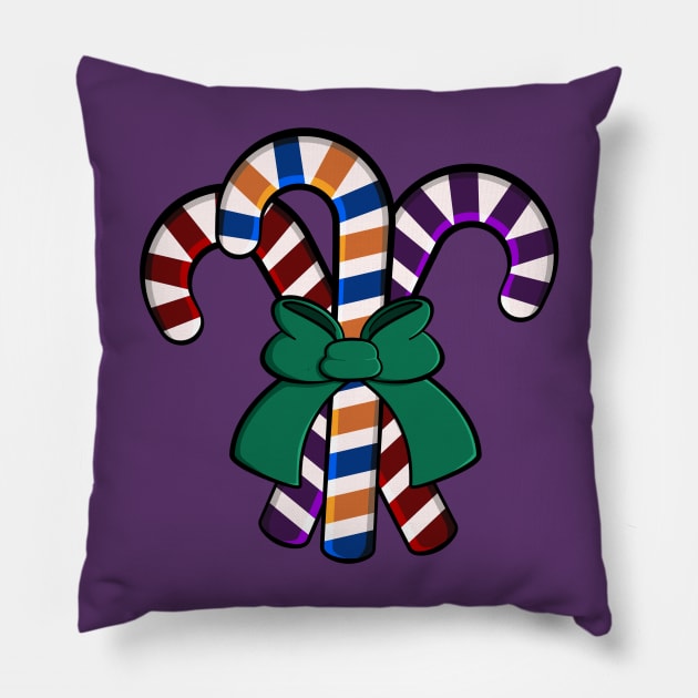 Candy Canes bouquet - green ribbon Pillow by AtelierRillian