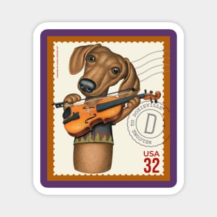 Cute Funny Doxie Dachshund Dog Postage Stamp Design Magnet