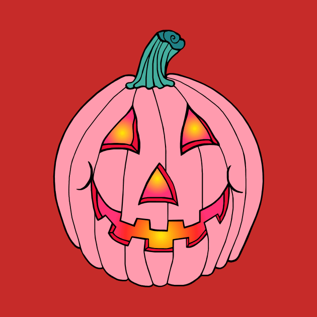 Pink Glowing Jack-O-Lantern Smiling Pumpkin by Art by Deborah Camp