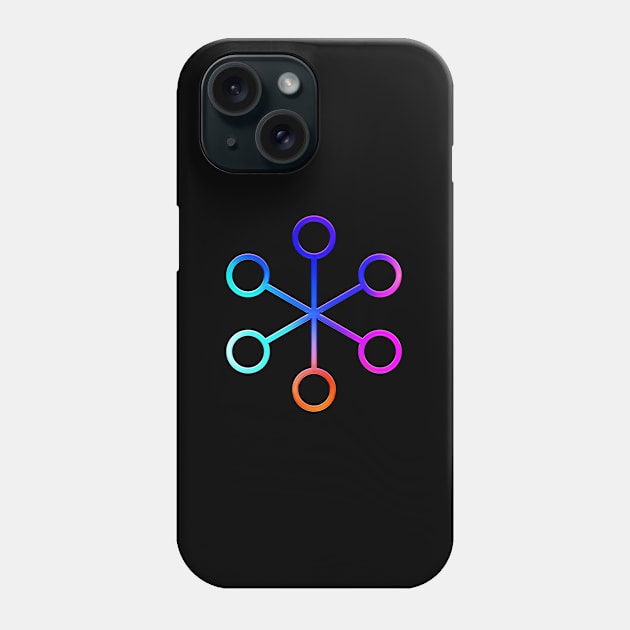 Neon Geometric Glyph Mandala Sigil Rune Sign Seal Cool Blue and Violet  - 258 Phone Case by Holy Rock Design