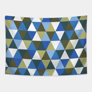 Blue and Green Geometric Pattern Tapestry