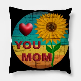 Love you Mom with Sunflower Pillow