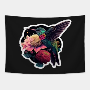 Hummingbird with Flowers Tapestry