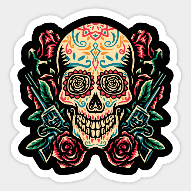 Sticker Mural Calavera Rose - Autocollant Calavera Rose