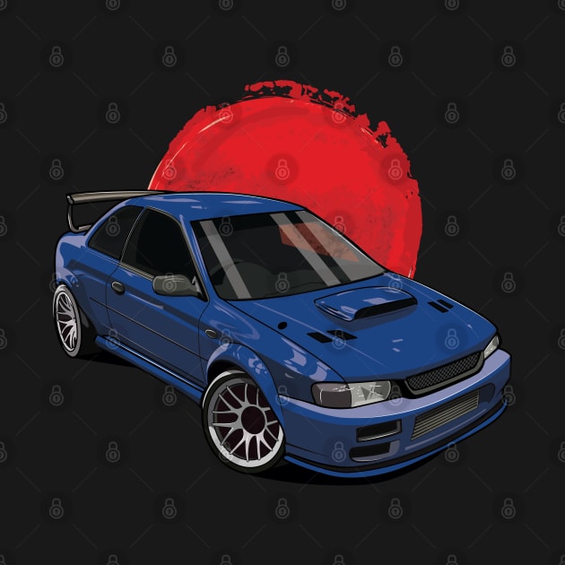 Japanese Classic Gc8 Blue Rising Sun Car by clintoss