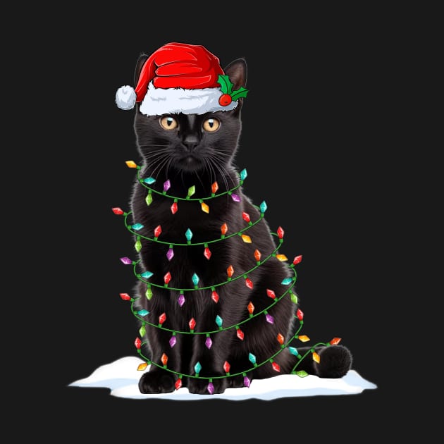 Black Cat Christmas Lights Funny Cat Xmas Lover by Magazine