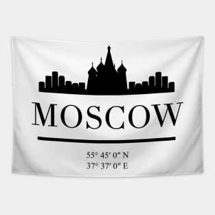 MOSCOW RUSSIA BLACK SILHOUETTE SKYLINE ART Tapestry