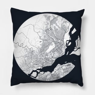 Brazzaville, Republic of the Congo City Map - Full Moon Pillow