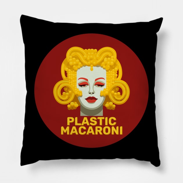 Plastic Macaroni Logo Pillow by BoobRoss