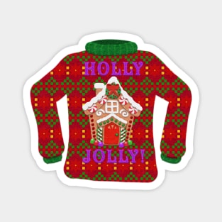 Tacky Christmas Sweater | Gingerbread House | Cherie's Art(c)2021 Magnet