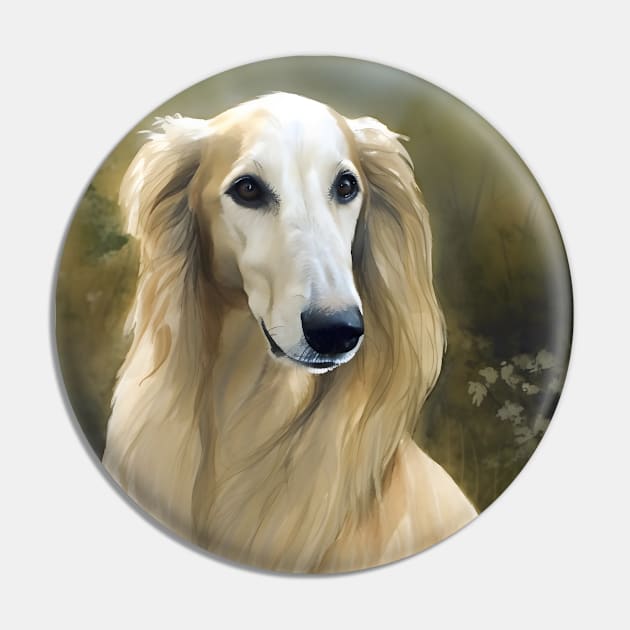 Afghan Hound in the Forest Watercolor design Pin by designs4days