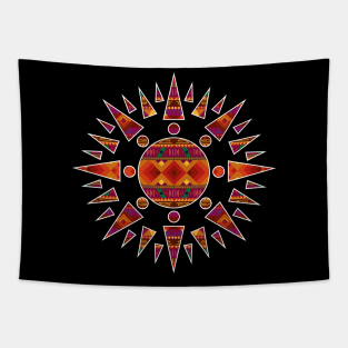 Native American pattern design warm colours Inside a Sun Tapestry