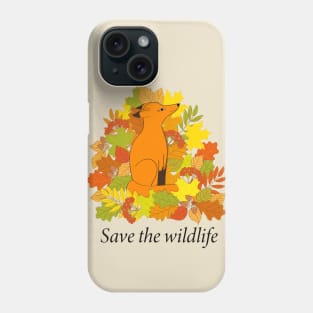 cartoon red fox into autumn foliage Phone Case