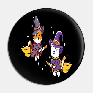 Funny Cat Little Witches Halloween Pin