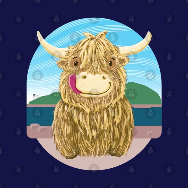 Scottish Highland Cow Chilling By The Ocean by brodyquixote