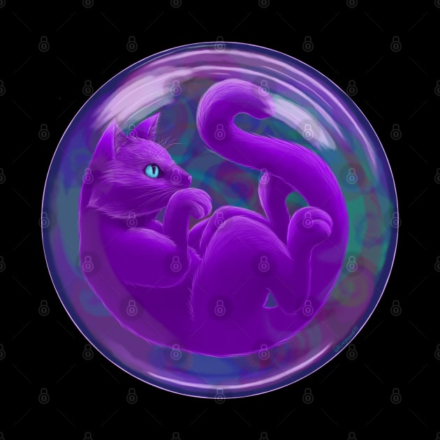 Purple Cat in a Bubble by Totally Pawsome