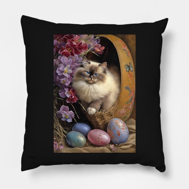 Himalayan Cat Easter Card Pillow by candiscamera