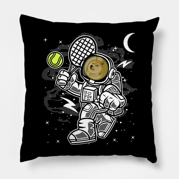 Astronaut Tennis Dogecoin DOGE Coin To The Moon Crypto Token Cryptocurrency Blockchain Wallet Birthday Gift For Men Women Kids Pillow by Thingking About