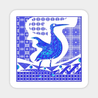 agami heron bird in ecopop talavera pattern wallpaper art 1 Magnet