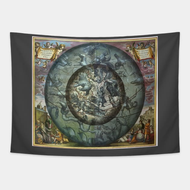 Vintage Northern Sky by by Andreas Cellarius from Harmonia Macrocosmica Tapestry by MasterpieceCafe