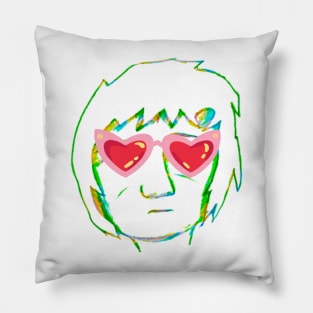 Sad woman with red glasess Pillow